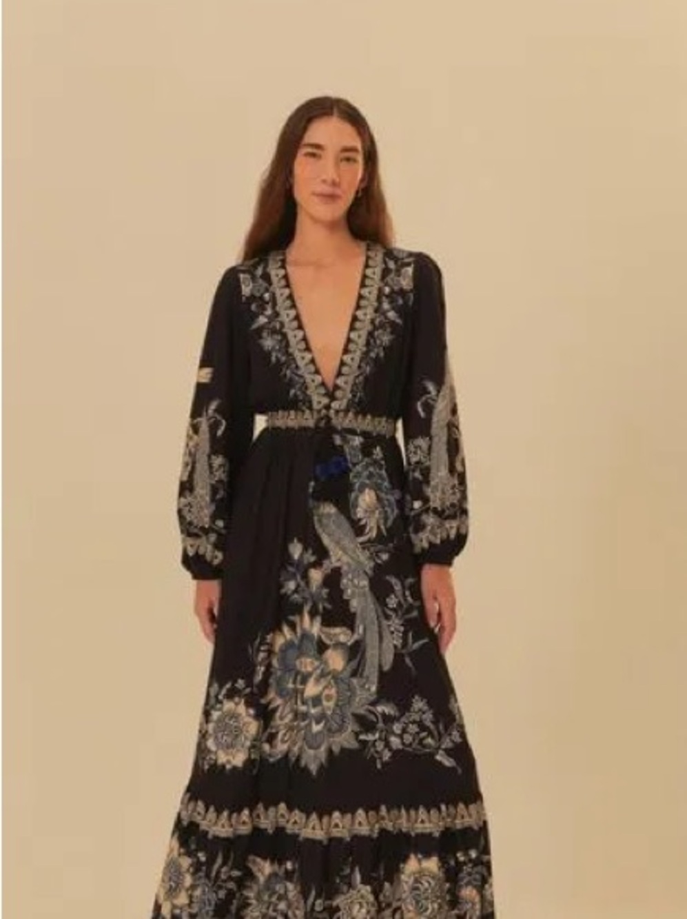 FARM Rio Boho Black Floral Embroidered Maxi Dress - Picture 7 of 7